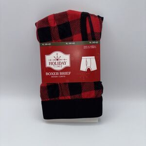 Holiday Time Christmas Boxer Briefs Plaid Print Holiday Mens X Large (40-42) NEW